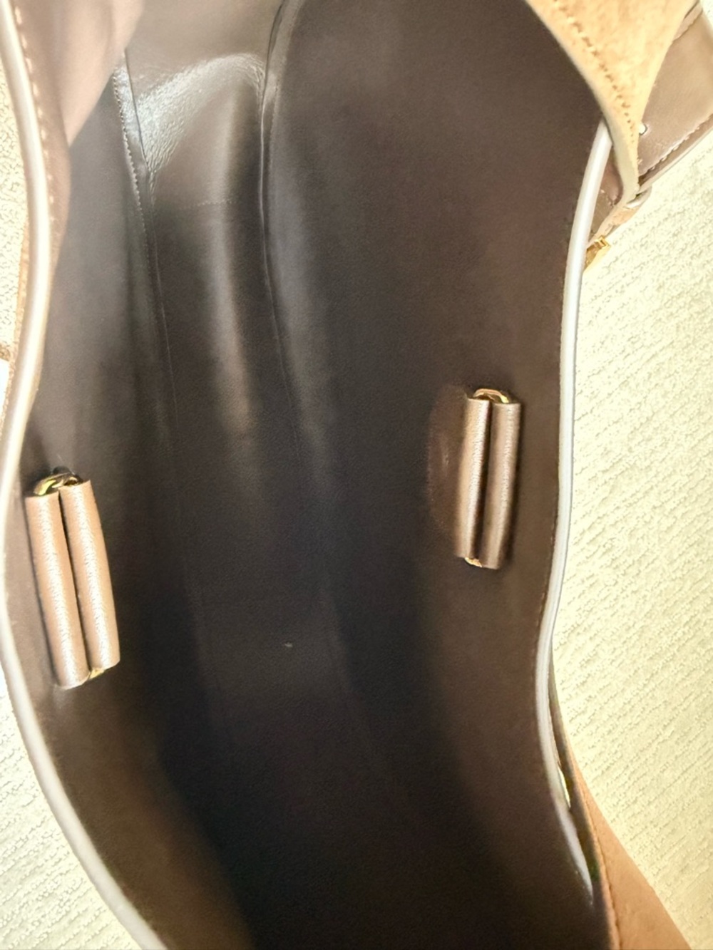 Prada Suede Brown Shoulder Hobo Bag with Dust Bag Authentic - Picture 4 of 8